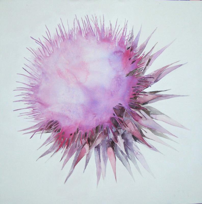 Aggeliki Antimidou, silybum marianum, 140x140cm, acrylic on canvas