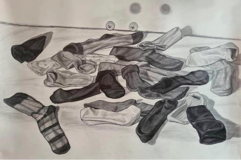 AlexanderLazarkov, portrait of the guilty one for your missing socks, pencil on paper,100_70,2020