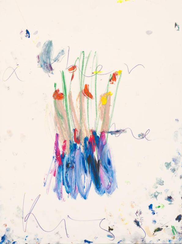Ariadni Vitastali 2025, Untitled (Flowers Series), colored pencil and oil sticks on paper, 61 x 45,5 cm_