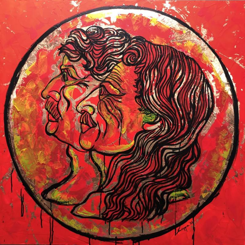 Christina Lappa, Kolokotronis and Nikitaras, fluorescent acrylic on canvas, 200 x 120 cm
