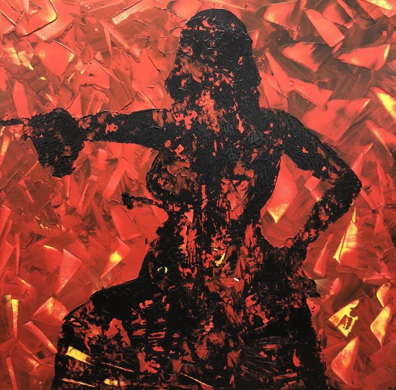 Christina Lappa, Warrior Laskarina Bouboulina, Acrylic on canvas, 90 x 90 cm