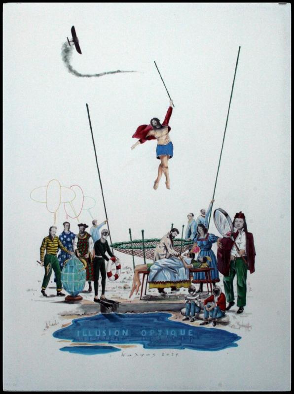 Christos Kalfas ,94x73 cm,mixed media on paper, 2021