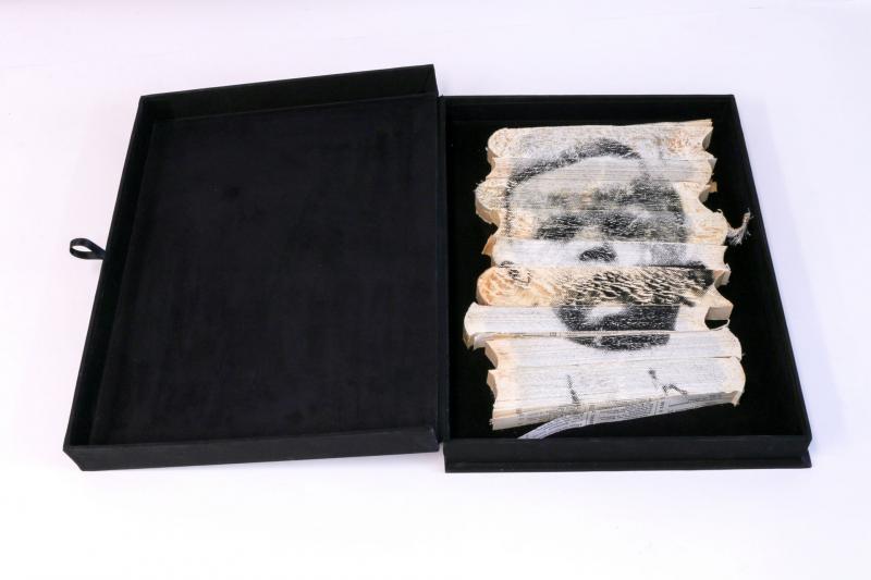 Ioannis Anastasiou, Kinotaphio, 30x40x3cm, 2019, art book, serigraphy on shredded book