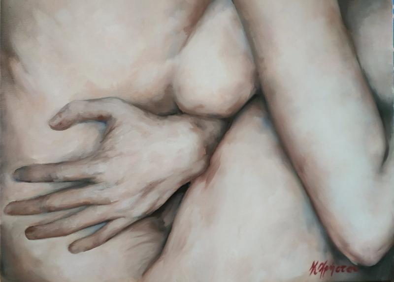 Katerina Christou,  Naked, Oil on canvas,30x 40cm, 2019