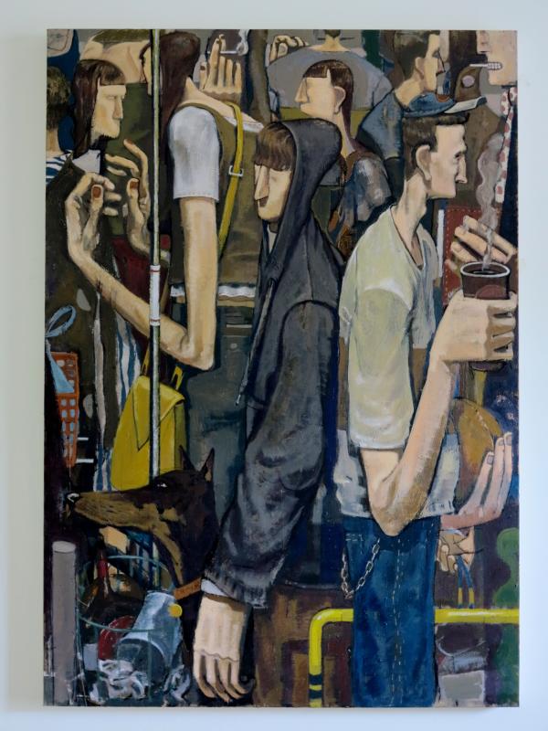 Kostis Damoulakis, Crowd, oil on canvas, 120x100 cm