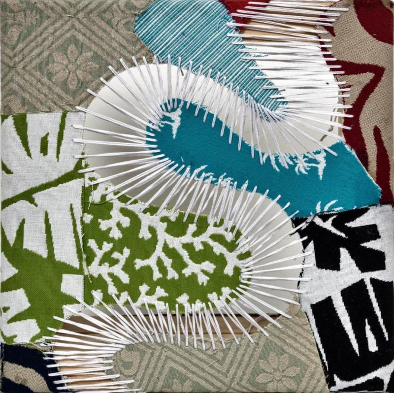 Luana Segato,Piccolo Ghebo, 2021,Mixed media,fabric on canvas,30x30 cm