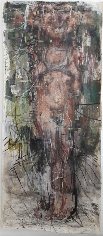 Manolis Polymeris, Nude, 2018, 230x100cm oil on paper