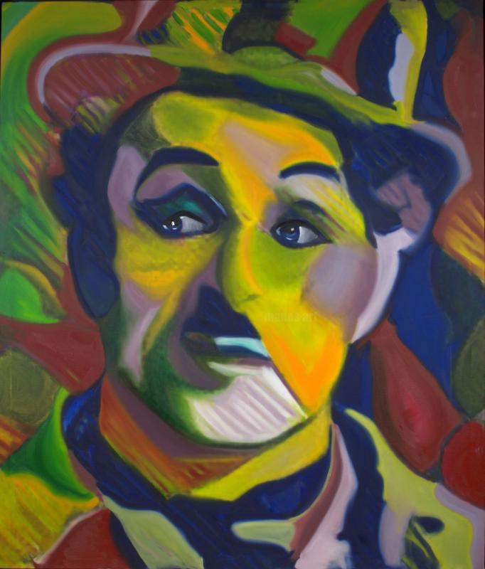 Manos Ioannidis, Charlie Ch with Hat, oil on canvas, 90 x 100 cm