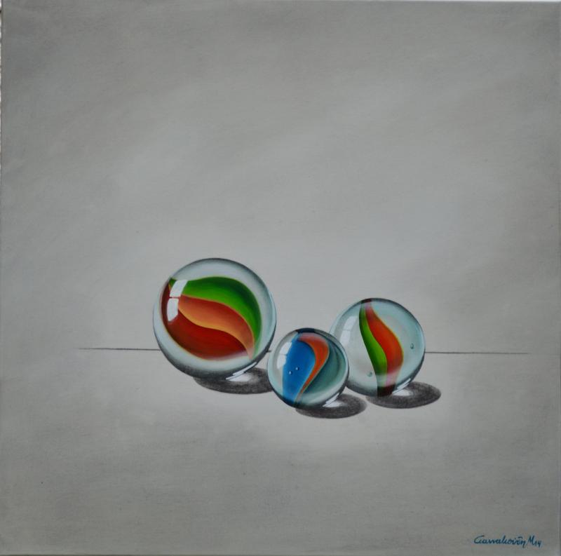 Maria Giannakoudi acrylics,Marbles, 50 x 50cm