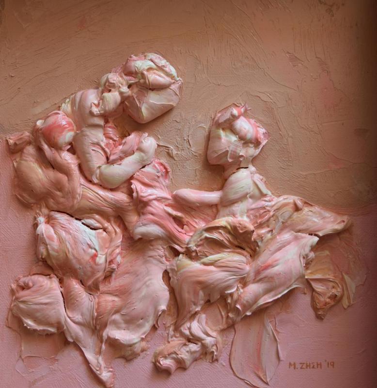 Maria  Zisi | Untitled | 25x22 cm | Bas-relief with oil on canvas