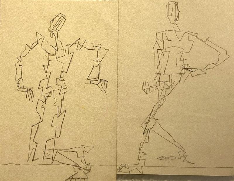 Martin Trifonov, sketch of a sculpture, 2022, 28x23 cm pencil on paper