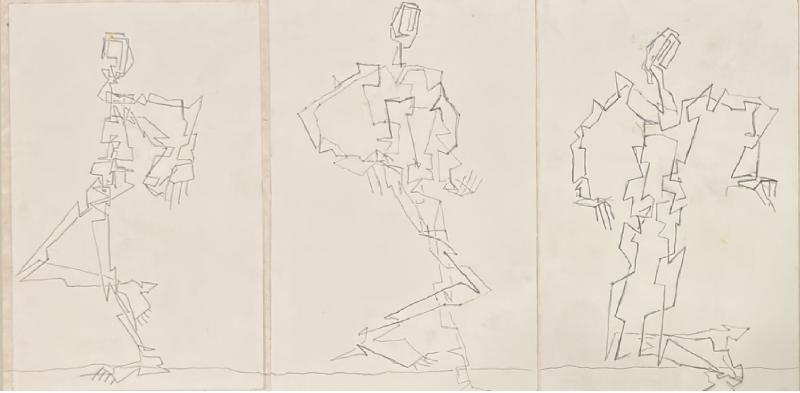 MartinTrifonov,sketch of a sculpture series,pencil,3(a4), 2022