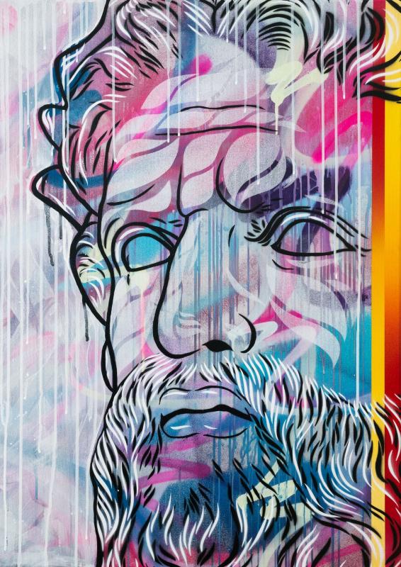 Michal Maka Zeus Detail I Acrylic Spray On Canvas 70 X 50 Cm 2019