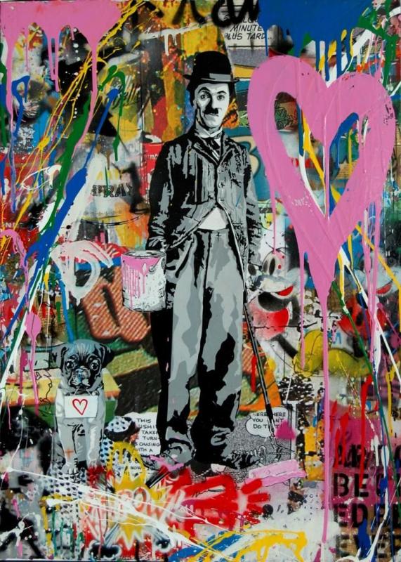 MR BRAINWASH (Thierry Guetta), 2017, Silkscreen & Mixed Media on Paper, Chaplin, 76x57cm 