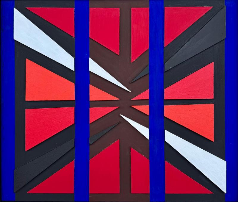 OPY ZOUNI TRIANGLES_Arrows_1970_70x82cm_acrylic on cork and wood construction