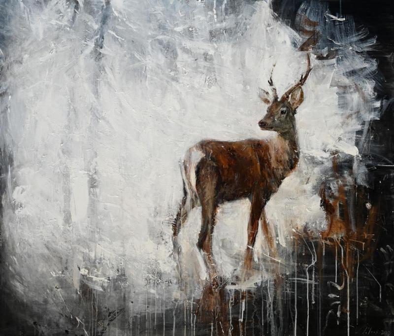 Stelios Tolios, Under the protection of Artemis 120x150cm acrylic on canvas