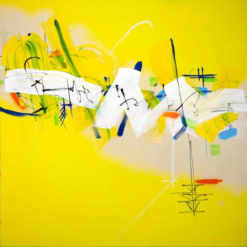 Stoyan Zikov_Corpuscularwave dualism_100x100cm_mixed media on canvas_acrylic on ink