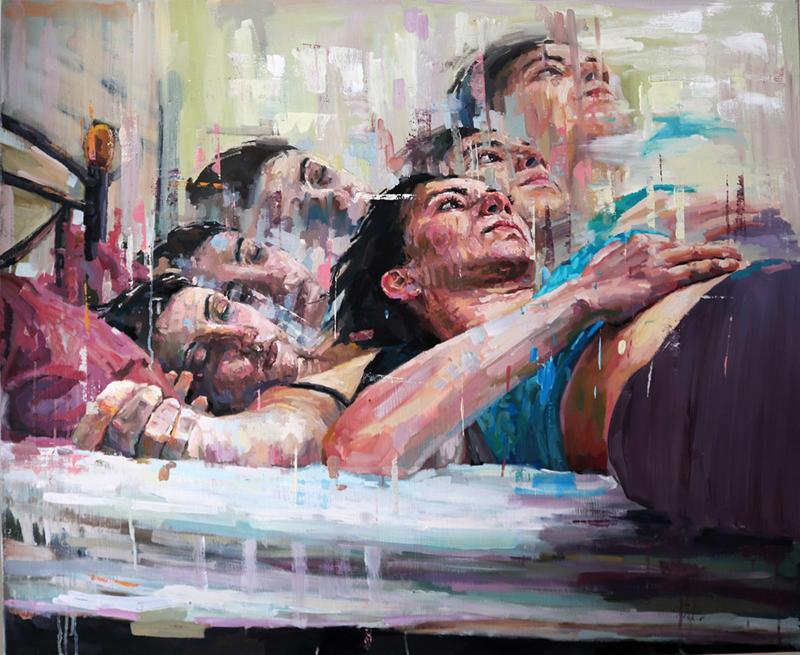 Styliana Katsiari, Absent together, 2017, oil on canvas, 90x110 cm