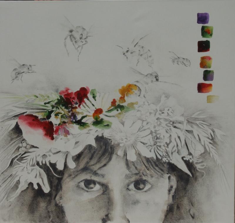 Tzekou Eleni, My Flora, 2071, acrylic on paper, 95x100cm