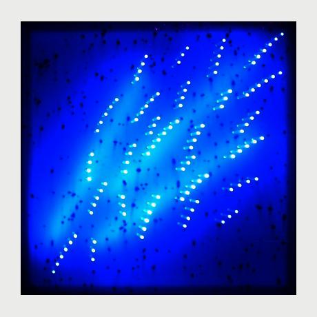Antonia Papatzanaki, Galactic formations I, wall-mounted sculpture, plexiglass and light, 70 x 70 x 10 cm