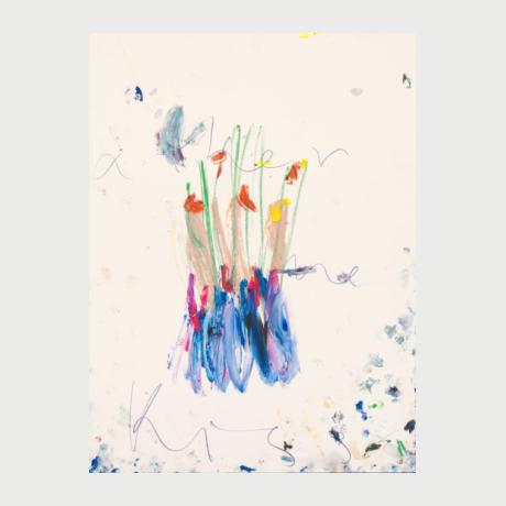 Ariadni Vitastali 2025, Untitled (Flowers Series), colored pencil and oil sticks on paper, 61 x 45,5 cm_