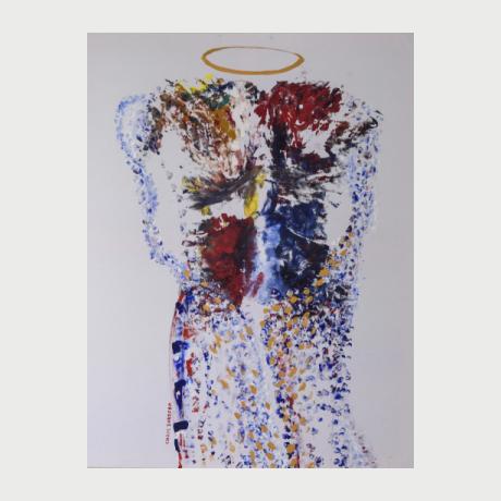 Chris Barzoka, Amateur Angel, 2018, mixed media woven cotton fabric, 80x100 cm