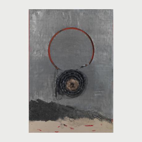 Dimitris Alithinos, Untitled, wood,pencil,charcoal,ash,hair,plexiglas,78x115 cm., 2000
