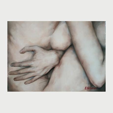 Katerina Christou,  Naked, Oil on canvas,30x 40cm, 2019