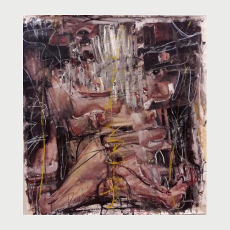 Manolis Polymeris, untitled, oil on paper mount on canvas, 110x100