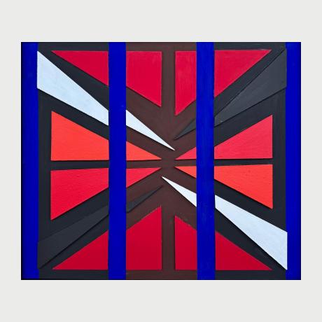 OPY ZOUNI TRIANGLES_Arrows_1970_70x82cm_acrylic on cork and wood construction