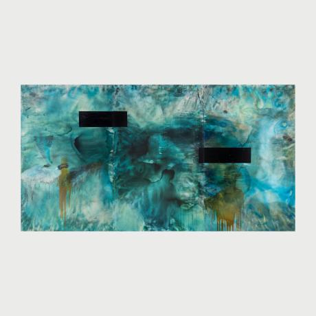 Yiannis Fokas, emerald blue, 240χ450, μικτή τεχνική, 2016